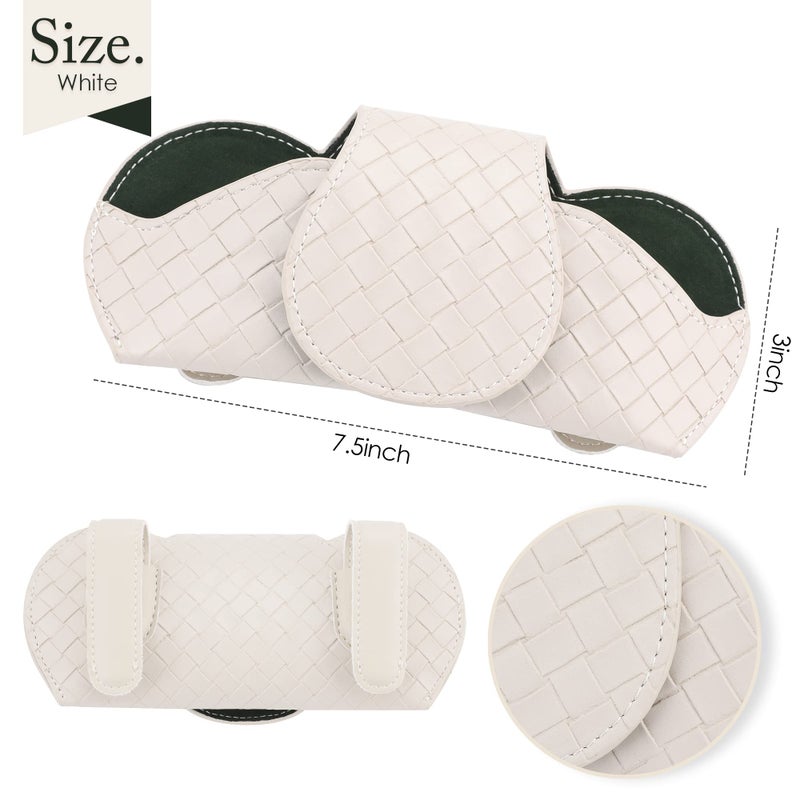 KINIVA Sunglasses Holder for Car Visor Leather Glasses Case with Clips for Car Visor Automotive Interior Visor Accessories Apply to All Car Models (09 Beige) - Image 3